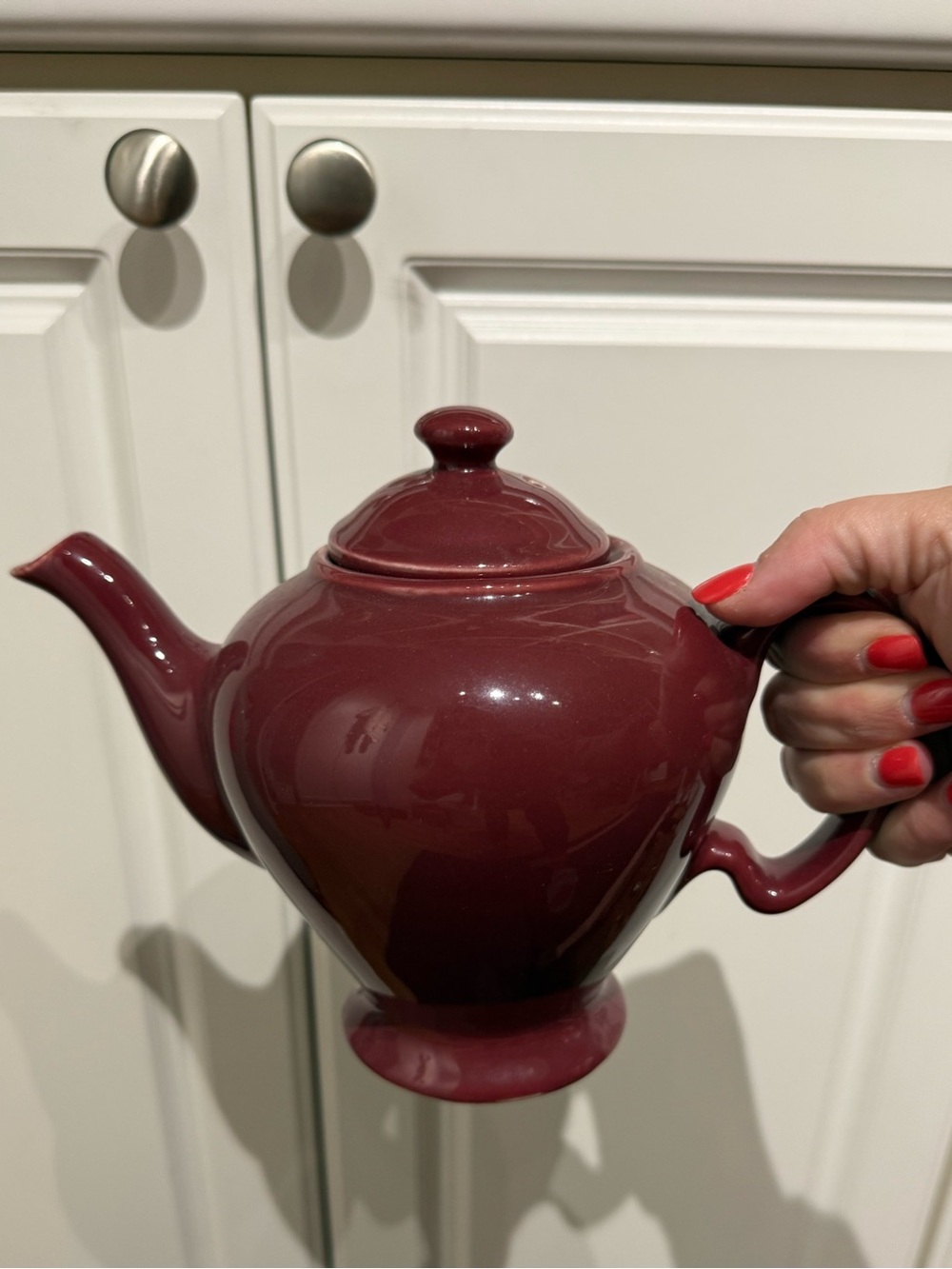 McCormick Ceramic Teapot in Deep Burgundy - made in USA, Baltimore